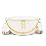 Diamond Lattice PU Waist Bag Chain Zipper Fanny Pack