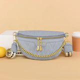 Diamond Lattice PU Waist Bag Chain Zipper Fanny Pack