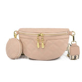 Stylish Diamond Lattice PU Waist Bag with Chain Zipper