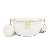 Stylish Diamond Lattice PU Waist Bag with Chain Zipper