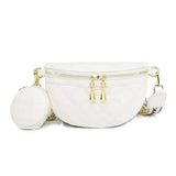 Stylish Diamond Lattice PU Waist Bag with Chain Zipper