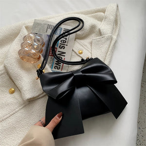 Shoulder Bag Solid Bowknot Handbag Stylish Female Underarm Tote Bag