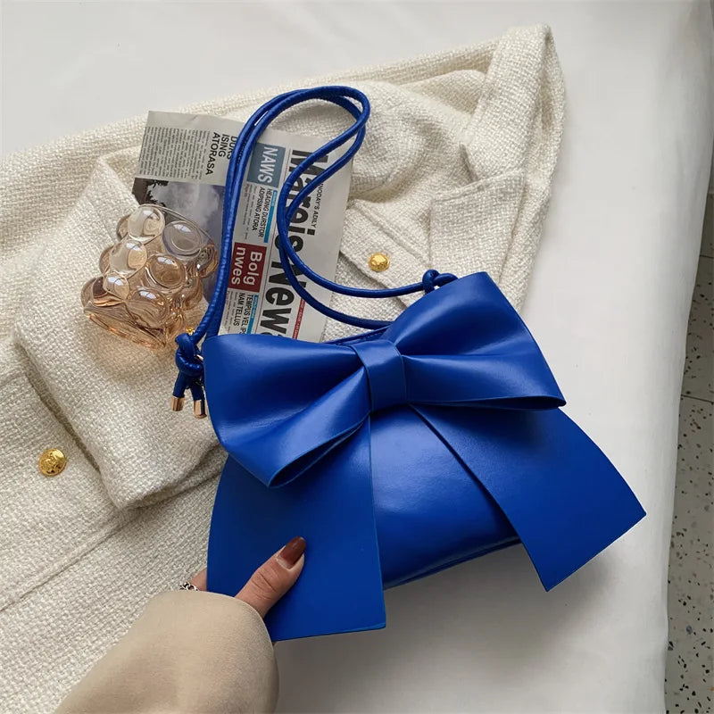 Shoulder Bag Solid Bowknot Handbag Stylish Female Underarm Tote Bag
