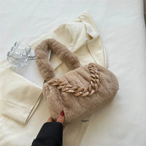 Faux Fur Women's Handbag Soft Plush Shoulder Crossbody Bags Winter Warm