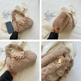 Faux Fur Women's Handbag Soft Plush Shoulder Crossbody Bags Winter Warm