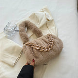 Faux Fur Women's Handbag Soft Plush Shoulder Crossbody Bags Winter Warm