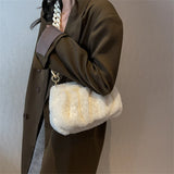 Faux Fur Women's Handbag Soft Plush Shoulder Crossbody Bags Winter Warm