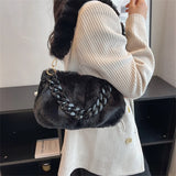Faux Fur Women's Handbag Soft Plush Shoulder Crossbody Bags Winter Warm