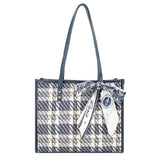 Women's Bowknot Shoulder Bag Plaid Pattern Travel Tote Handbag