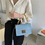 Summer Leather Women's Handbag Lock Chain Shoulder Messenger Bag
