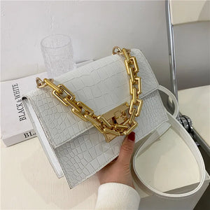 Summer Leather Women's Handbag Lock Chain Shoulder Messenger Bag