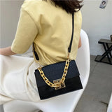 Summer Leather Women's Handbag Lock Chain Shoulder Messenger Bag