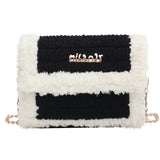 Wool Women's Chain Tote Handbag Shoulder Bag Purses DIY