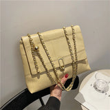 Women's High PU Leather Tote Bag with Chain Shoulder - Large Handbag