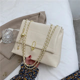 Women's High PU Leather Tote Bag with Chain Shoulder - Large Handbag