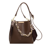 Female Ribbons Chain Tote Bucket Bag High-quality Pu Leather Women Handbag