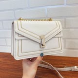 Women's Leather Square Crossbody Bag with Chain Strap