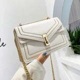 Women's Leather Square Crossbody Bag with Chain Strap