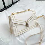 Women's Leather Square Crossbody Bag with Chain Strap