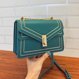 Women's Leather Square Crossbody Bag with Chain Strap