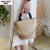 Summer Straw Tote Bucket Bag for Women
