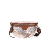 Floral Printed PU Leather Chain Waist Bags For Women Stylish Waist Pack
