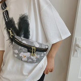 Flower Printed PU Leather Waist Bags For Women