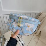 Flower Printed PU Leather Waist Bags For Women