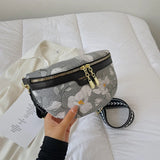 Flower Printed PU Leather Waist Bags For Women