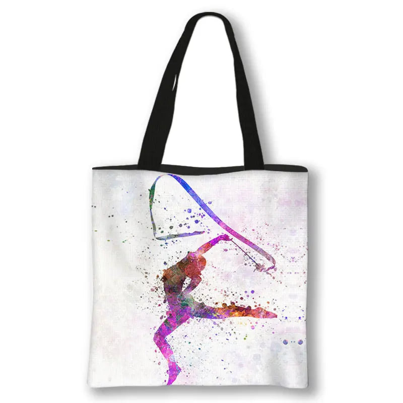 Gymnastics Art Print Shopping Bag Women Handbags Ballet Dancer Tote Bag