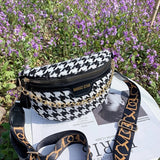 Houndstooth Plaid Chain Waist Bag Stylish Canvas Fanny Pack