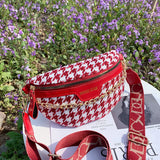 Plaid Chain Waist Bag Canvas Fanny Pack for Women