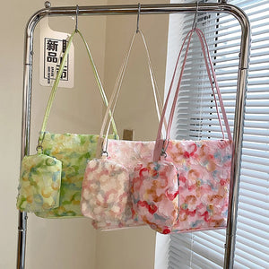 Lace Flower Handbag PU Leather Ladies Fairy Shoulder Underarm Bag Purse