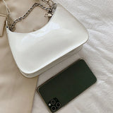 Lacquer PU Leather Armpit Bag Handbag Evening Bag