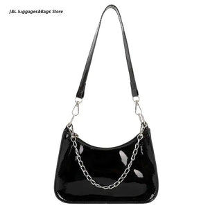 Lacquer PU Leather Armpit Bag Handbag Evening Bag