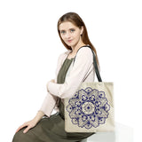 Floral Porcelain Geometry Shoulder Bag Ladies Casual Book Tote