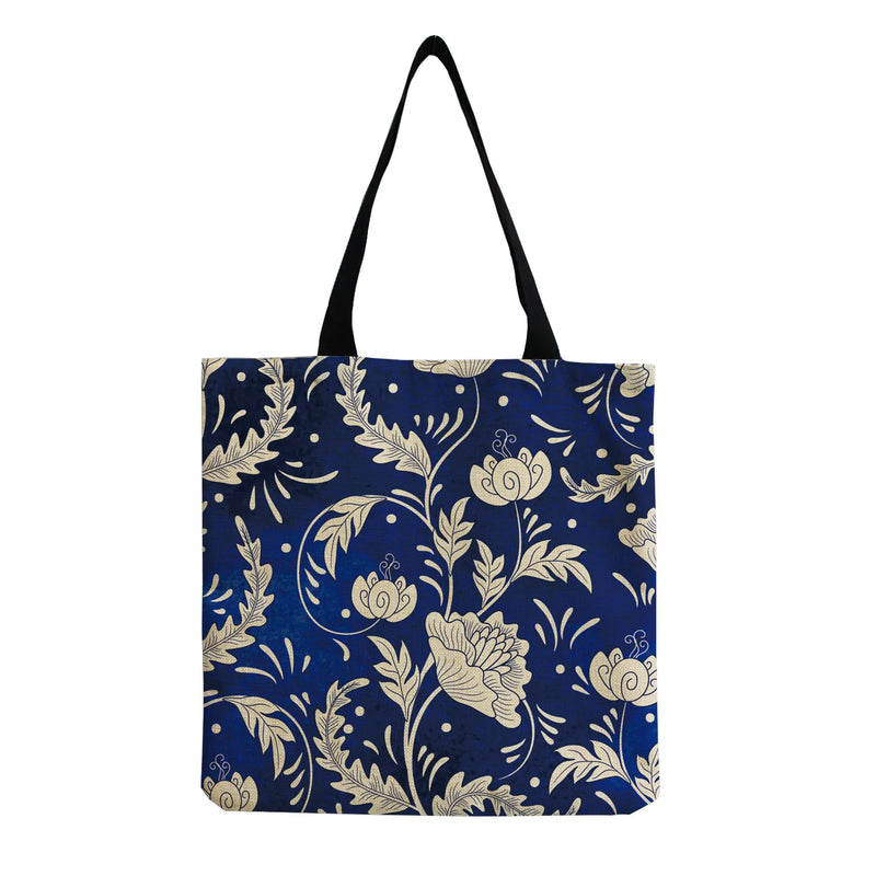 Floral Porcelain Geometry Shoulder Bag Ladies Casual Book Tote