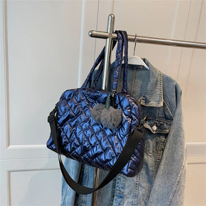Lady Padded Space Totes Waterproof Down Fabric Cotton Shoulder Crossbody Bags