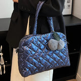 Lady Padded Space Totes Waterproof Down Fabric Cotton Shoulder Crossbody Bags