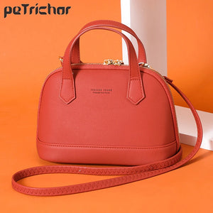 Leather Shell Bag Shoulder Bag High Top Handle Handbags Purse