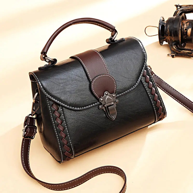 Lock Flap Shoulder Bag Women PU Leather Crossbody Vintage Handbag