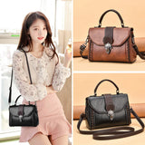 Lock Flap Shoulder Bag Women PU Leather Crossbody Vintage Handbag