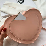 Heart Shape Female Handbags Single Strap Shoulder Bags PU Leather Pure