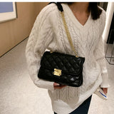 PU Leather Handbags for Women Shoulder Bags Female Soft Diamond Lattice Thread