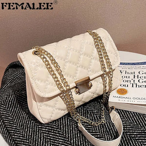 PU Leather Handbags for Women Shoulder Bags Female Soft Diamond Lattice Thread