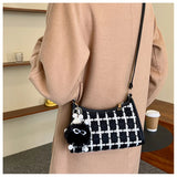 Plaid Messenger Bag Women Underarm Shoulder Clutch Purse Casual Tote Handbag