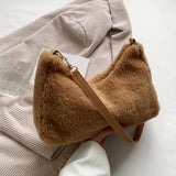 Furry Underarm Bag Big Capacity Tote for Autumn and Winter