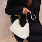 Furry Underarm Bag Big Capacity Tote for Autumn and Winter