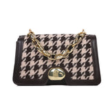 Plaid Crossbody Handbag Totes High PU Leather Chain Shoulder Messenger Bag