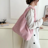Red Plush Shoulder Bag Women Casual Handbag Tote Bag